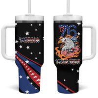 Personalized America History Began 4th of July Tumbler With Handle Fire Bald Eagle US Flag