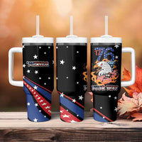 Personalized America History Began 4th of July Tumbler With Handle Fire Bald Eagle US Flag