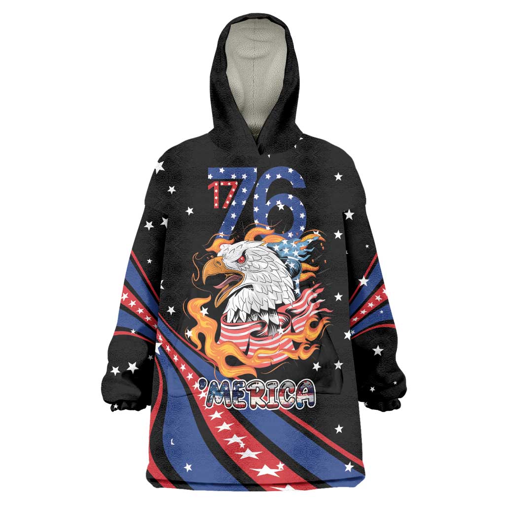 Personalized America History Began 4th of July Wearable Blanket Hoodie Fire Bald Eagle US Flag