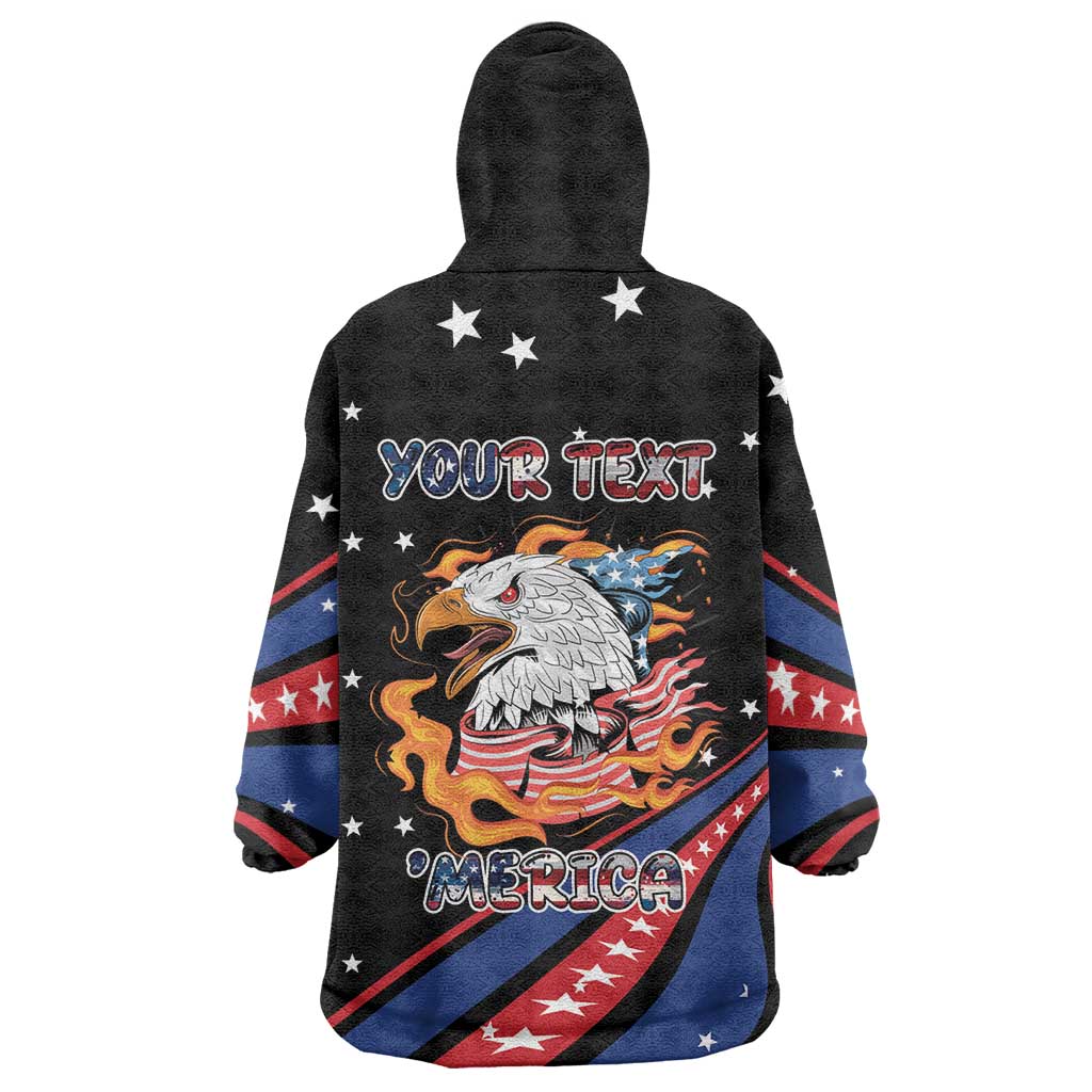 Personalized America History Began 4th of July Wearable Blanket Hoodie Fire Bald Eagle US Flag