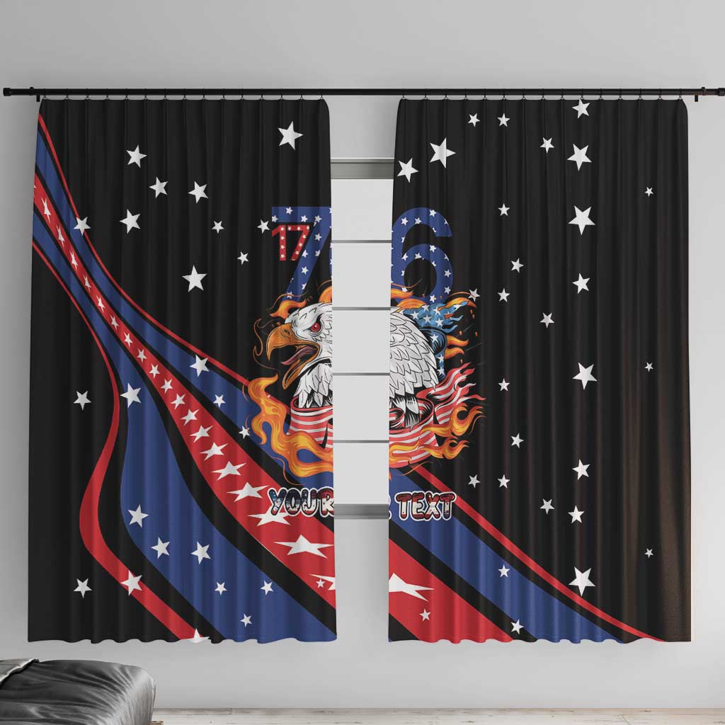 Personalized America History Began 4th of July Window Curtain Fire Bald Eagle US Flag