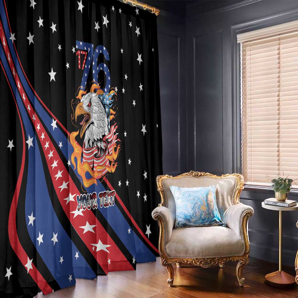 Personalized America History Began 4th of July Window Curtain Fire Bald Eagle US Flag
