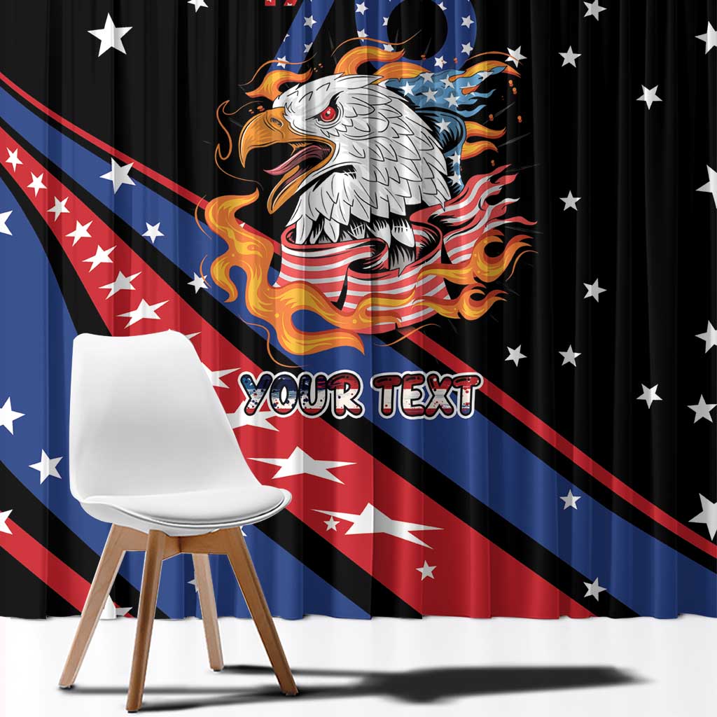 Personalized America History Began 4th of July Window Curtain Fire Bald Eagle US Flag