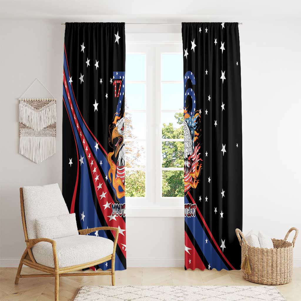Personalized America History Began 4th of July Window Curtain Fire Bald Eagle US Flag