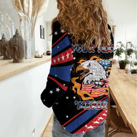 Personalized America History Began 4th of July Women Casual Shirt Fire Bald Eagle US Flag