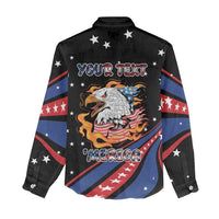 Personalized America History Began 4th of July Women Casual Shirt Fire Bald Eagle US Flag