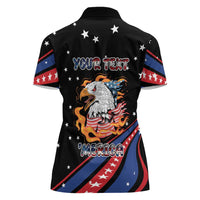 Personalized America History Began 4th of July Women Polo Shirt Fire Bald Eagle US Flag