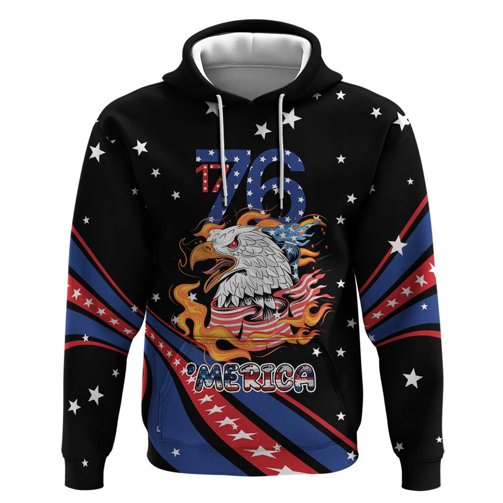Personalized America History Began 4th of July Zip Hoodie Fire Bald Eagle US Flag