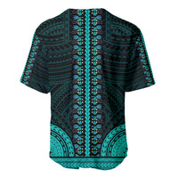African Dashiki Baseball Jersey With Polynesian Pattern - Teal LT9 - Wonder Print Shop