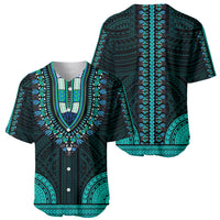 African Dashiki Baseball Jersey With Polynesian Pattern - Teal LT9 - Wonder Print Shop