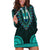 African Dashiki Hoodie Dress With Polynesian Pattern - Teal - Wonder Print Shop