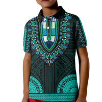 African Dashiki Kid Polo Shirt With Polynesian Pattern - Teal - Wonder Print Shop