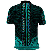 African Dashiki Polo Shirt With Polynesian Pattern - Teal - Wonder Print Shop