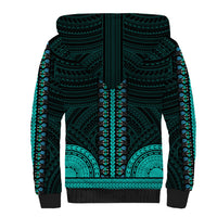 African Dashiki Sherpa Hoodie With Polynesian Pattern - Teal - Wonder Print Shop