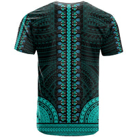 African Dashiki T Shirt With Polynesian Pattern - Teal - Wonder Print Shop