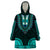 African Dashiki Wearable Blanket Hoodie With Polynesian Pattern - Teal - Wonder Print Shop
