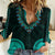 African Dashiki Women Casual Shirt With Polynesian Pattern - Teal - Wonder Print Shop