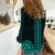 African Dashiki Women Casual Shirt With Polynesian Pattern - Teal - Wonder Print Shop