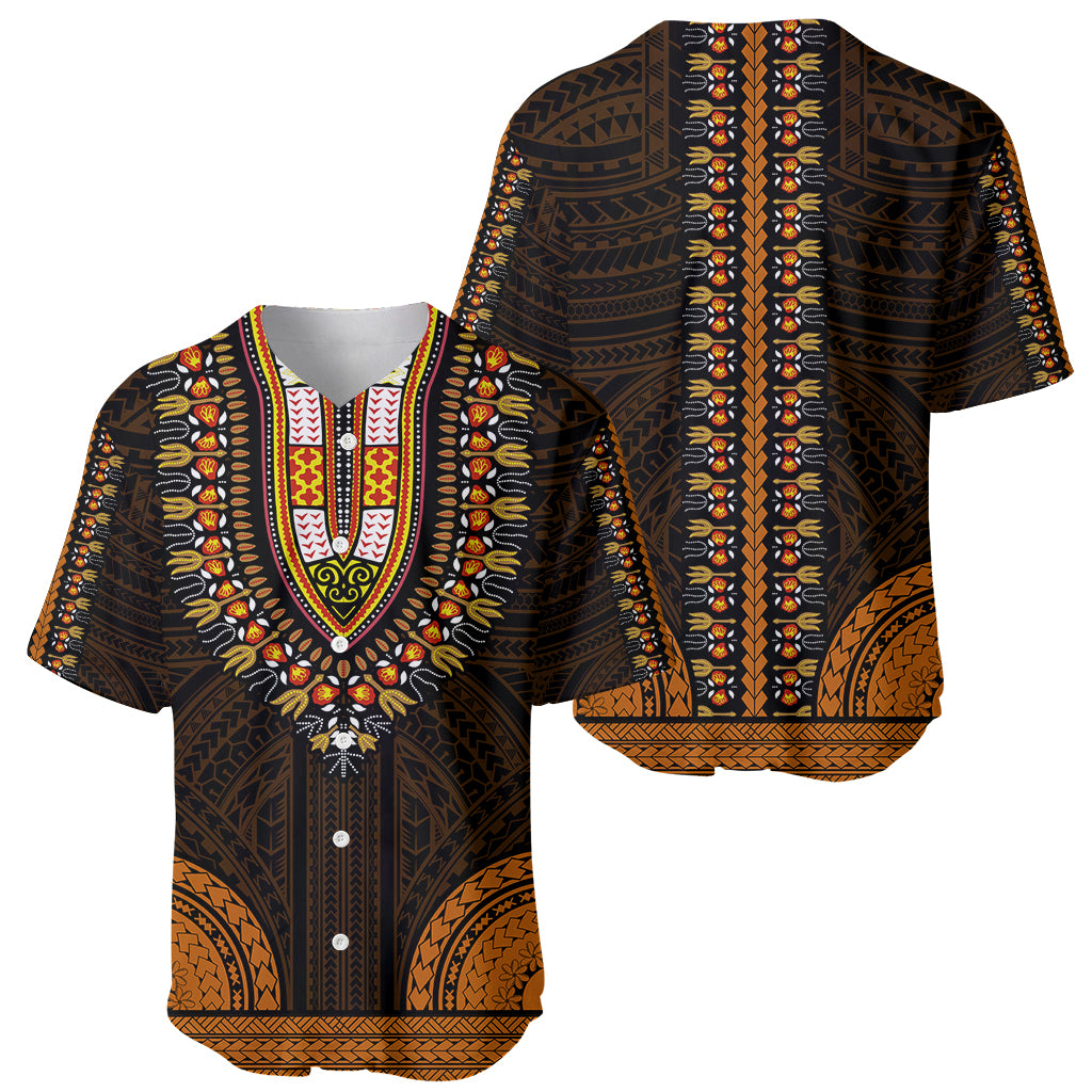 African Dashiki Baseball Jersey With Polynesian Pattern - Gold LT9 - Wonder Print Shop