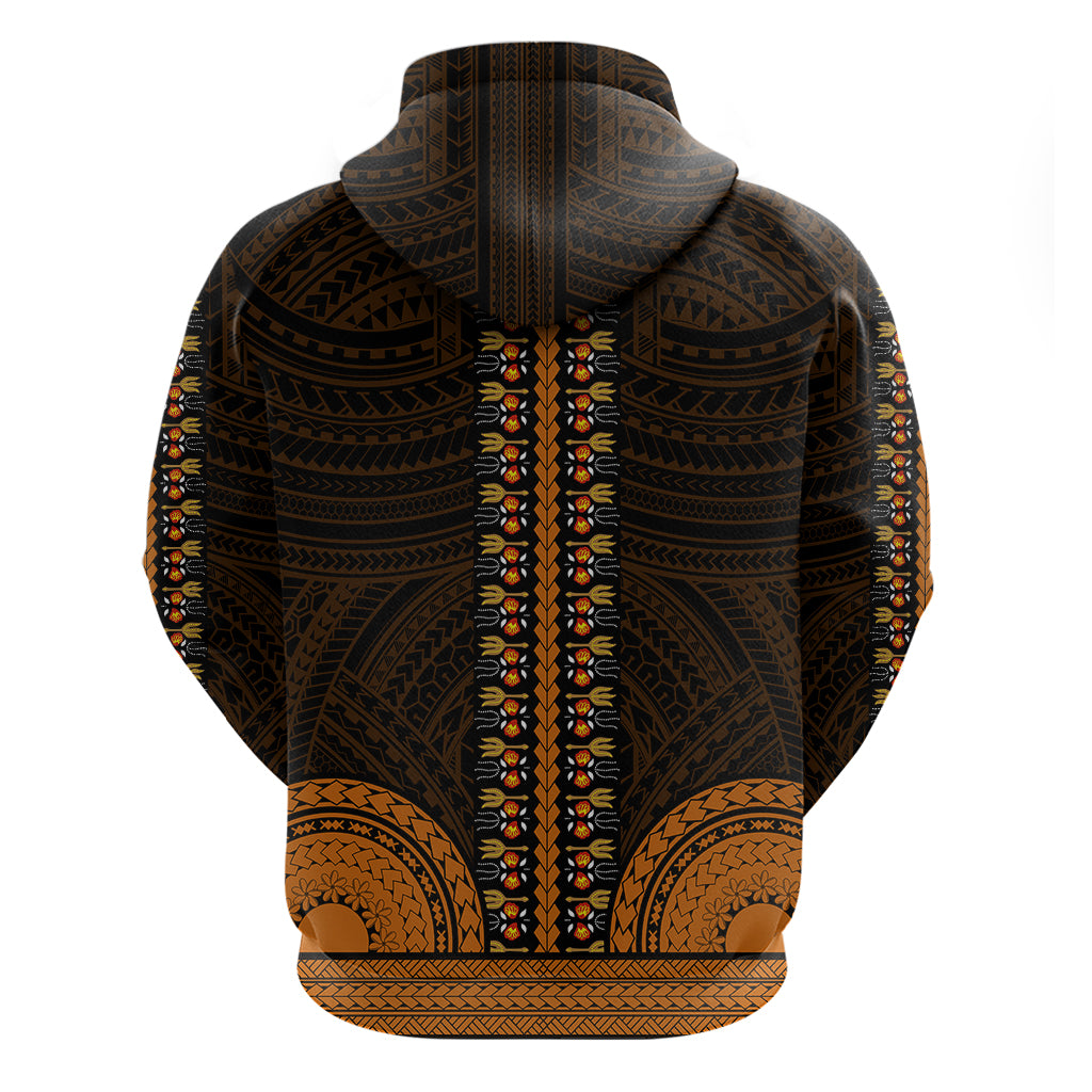 African Dashiki Hoodie With Polynesian Pattern - Gold - Wonder Print Shop