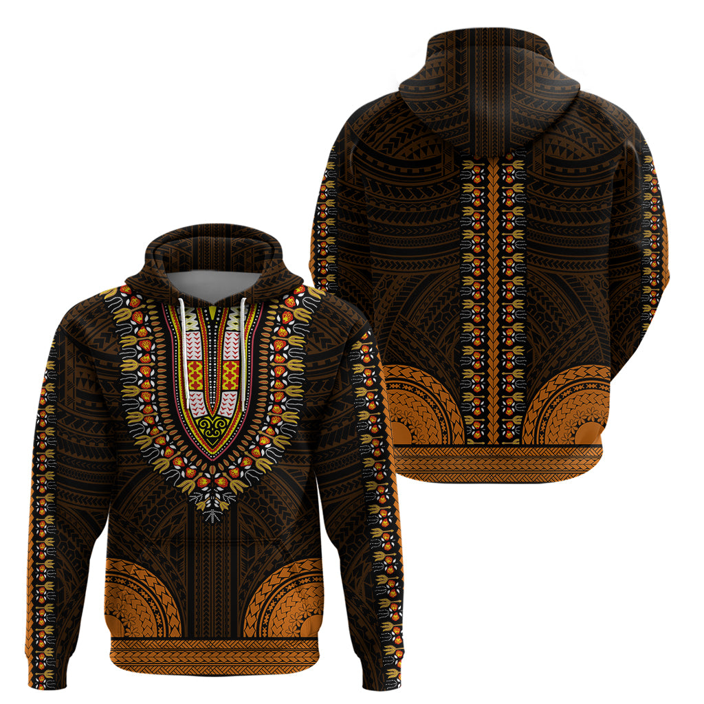 African Dashiki Hoodie With Polynesian Pattern - Gold - Wonder Print Shop