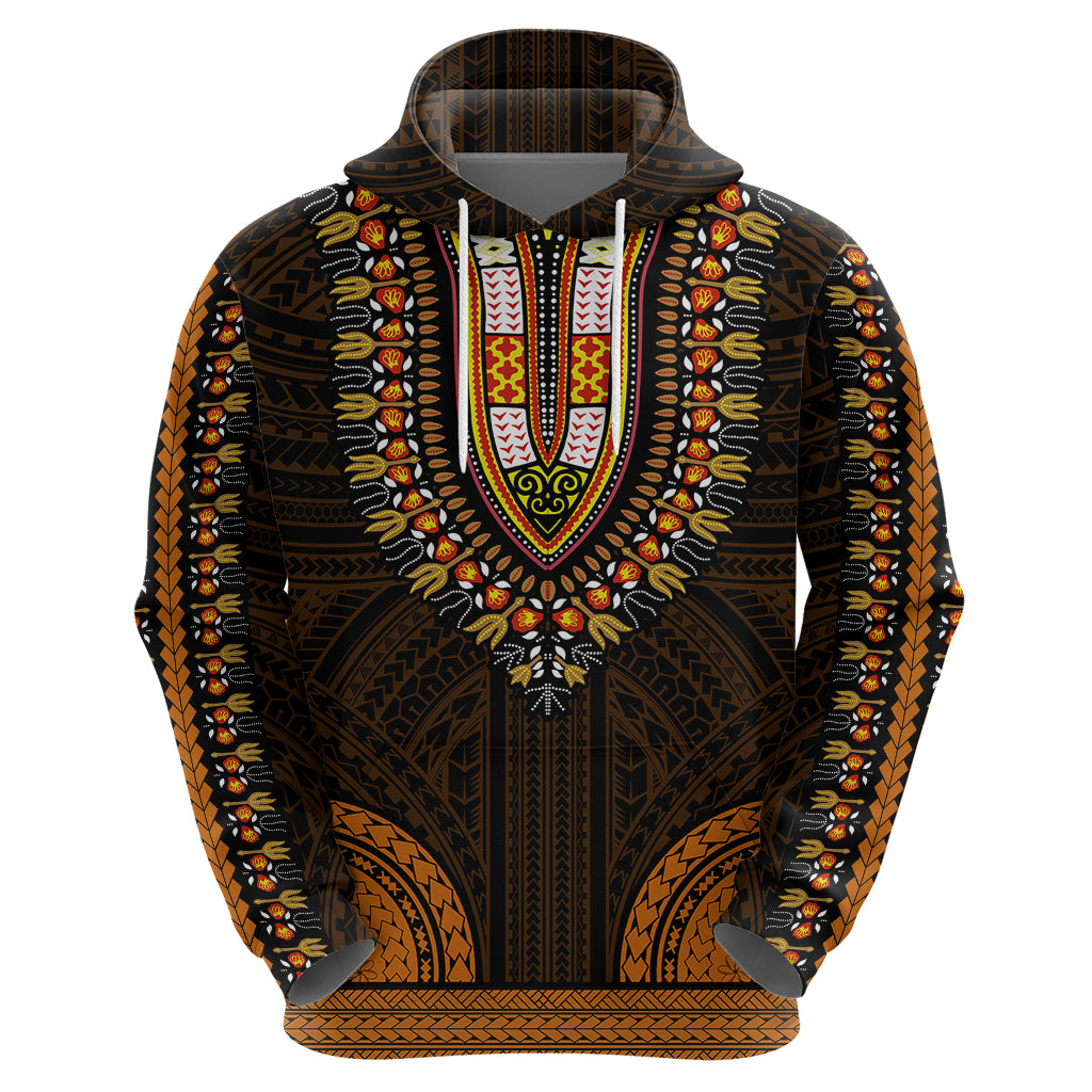 African Dashiki Hoodie With Polynesian Pattern - Gold - Wonder Print Shop