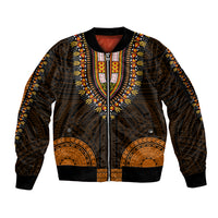 African Dashiki Sleeve Zip Bomber Jacket With Polynesian Pattern - Gold - Wonder Print Shop