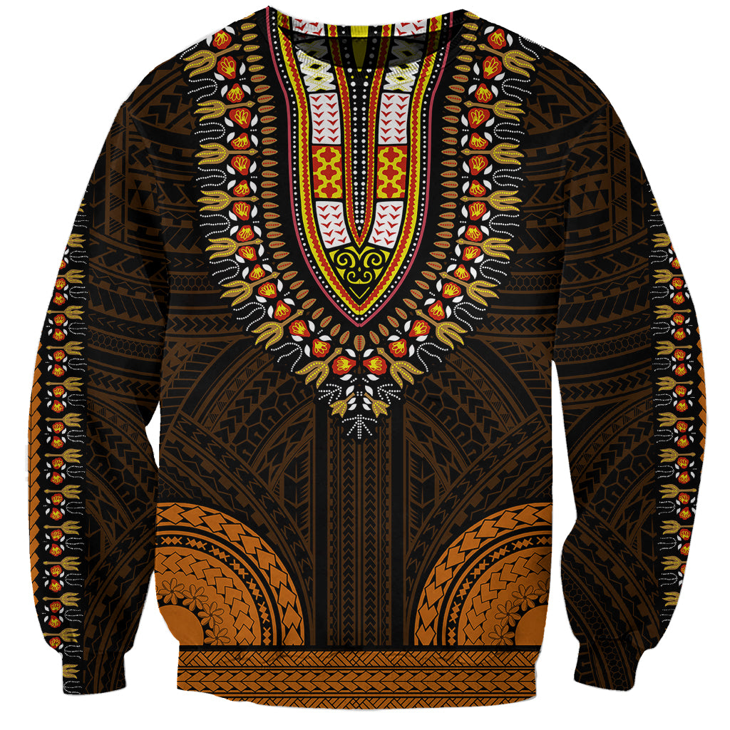 African Dashiki Sweatshirt With Polynesian Pattern - Gold - Wonder Print Shop