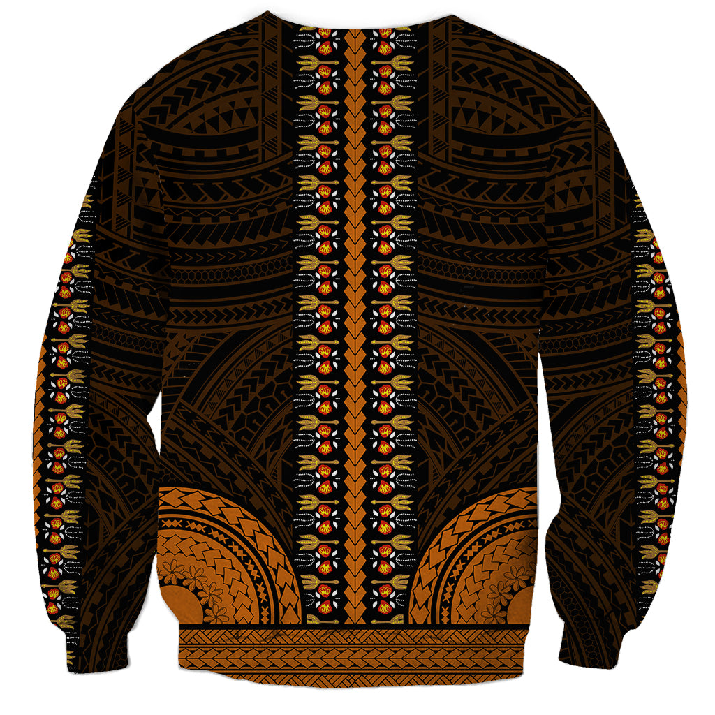 African Dashiki Sweatshirt With Polynesian Pattern - Gold - Wonder Print Shop