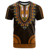 African Dashiki T Shirt With Polynesian Pattern - Gold - Wonder Print Shop