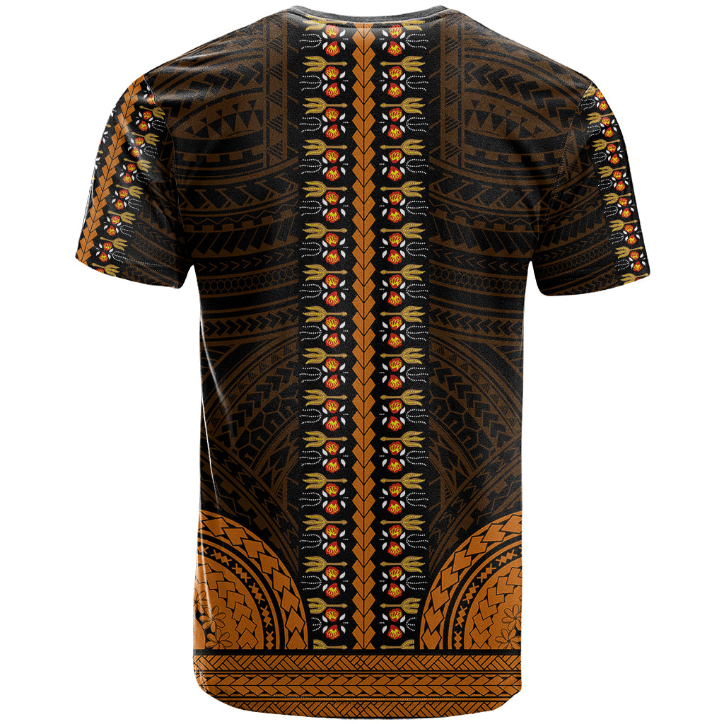 African Dashiki T Shirt With Polynesian Pattern - Gold - Wonder Print Shop