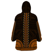 African Dashiki Wearable Blanket Hoodie With Polynesian Pattern - Gold - Wonder Print Shop