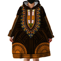 African Dashiki Wearable Blanket Hoodie With Polynesian Pattern - Gold - Wonder Print Shop