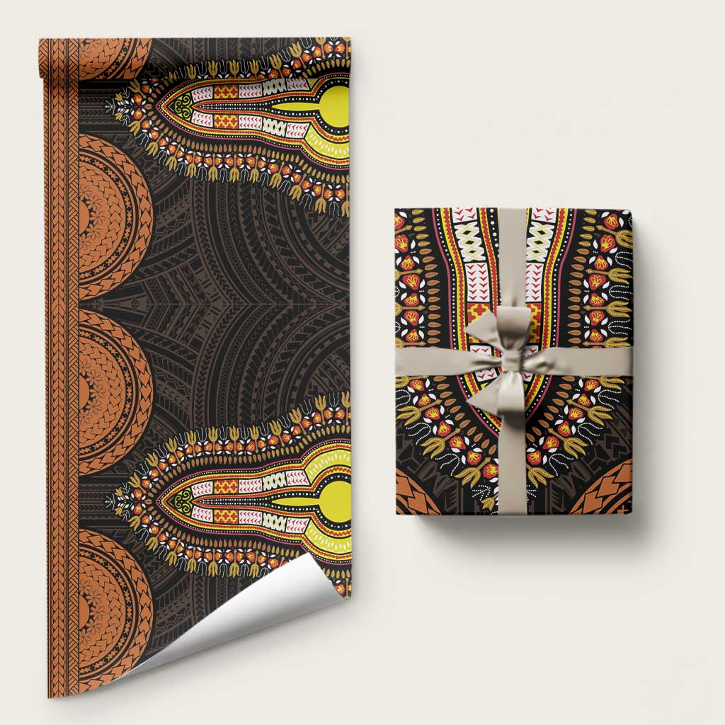 African Dashiki and Polynesian Pattern Wrapping Paper Gold - Wonder Print Shop