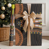 African Dashiki and Polynesian Pattern Wrapping Paper Gold - Wonder Print Shop