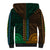African Dashiki Sherpa Hoodie With Polynesian Pattern - Half Green and Gold - Wonder Print Shop