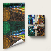 African Dashiki and Polynesian Pattern Wrapping Paper Half Green-Gold - Wonder Print Shop