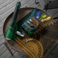 African Dashiki and Polynesian Pattern Wrapping Paper Half Green-Gold - Wonder Print Shop