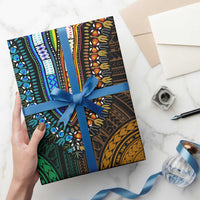 African Dashiki and Polynesian Pattern Wrapping Paper Half Green-Gold - Wonder Print Shop