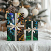 African Dashiki and Polynesian Pattern Wrapping Paper Half Green-Gold - Wonder Print Shop