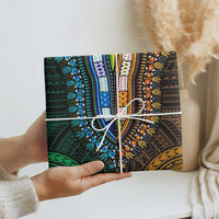 African Dashiki and Polynesian Pattern Wrapping Paper Half Green-Gold - Wonder Print Shop