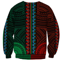 African Dashiki Sweatshirt With Polynesian Pattern - Half Green and Red - Wonder Print Shop