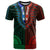 African Dashiki T Shirt With Polynesian Pattern - Half Green and Red - Wonder Print Shop
