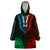 African Dashiki Wearable Blanket Hoodie With Polynesian Pattern - Half Green and Red - Wonder Print Shop