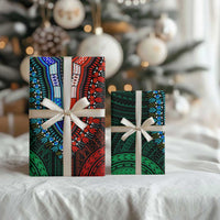 African Dashiki and Polynesian Pattern Wrapping Paper Half Green-Red - Wonder Print Shop
