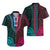 African Dashiki Hawaiian Shirt With Polynesian Pattern - Half Teal and Pink - Wonder Print Shop