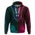 African Dashiki Hoodie With Polynesian Pattern - Half Teal and Pink - Wonder Print Shop