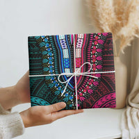 African Dashiki and Polynesian Pattern Wrapping Paper Half Teal-Pink - Wonder Print Shop