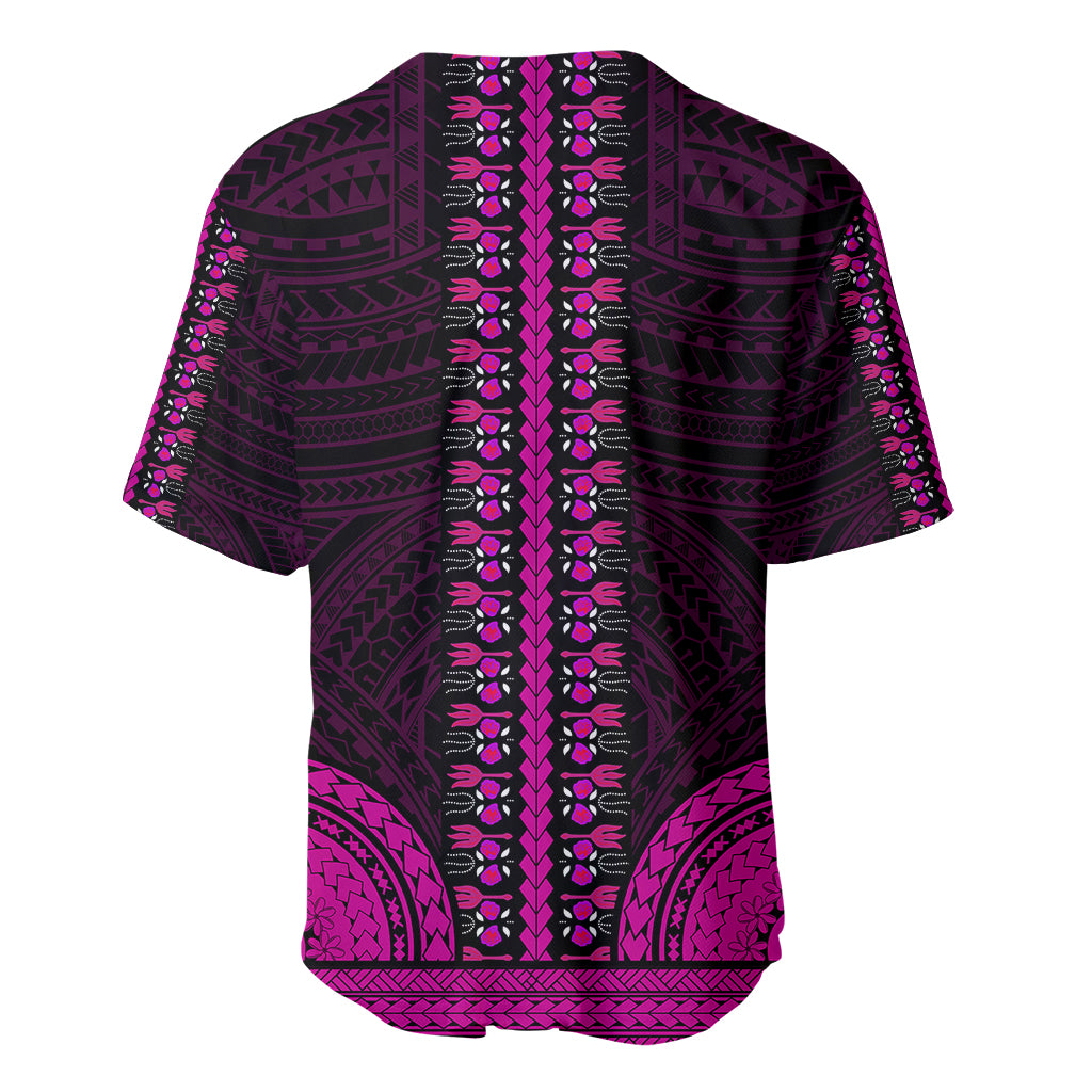 African Dashiki Baseball Jersey With Polynesian Pattern - Pink LT9 - Wonder Print Shop