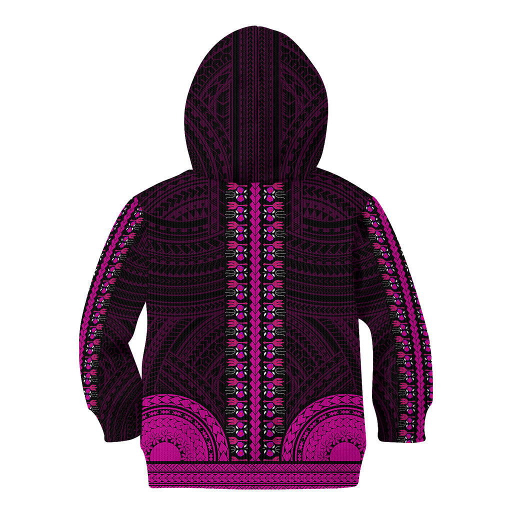 African Dashiki Kid Hoodie With Polynesian Pattern - Pink - Wonder Print Shop